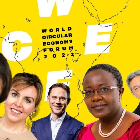 WCEF2022 logo, Kristin Hughes, Vivianne Heijnen, Jyrki Katainen, Jeanne d'Arc Mujawamariya, Hiroshi Ono, Valerie Hickey and two giraffes