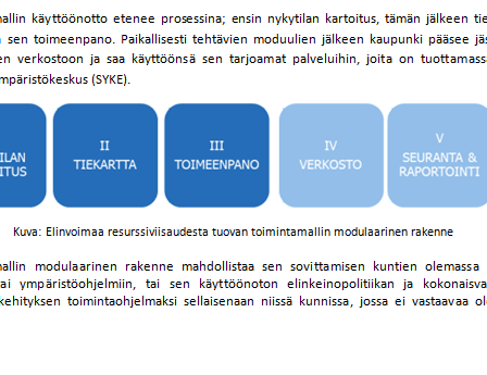 Kuva resurssiviisaan toimintamallin viidestä moduulista