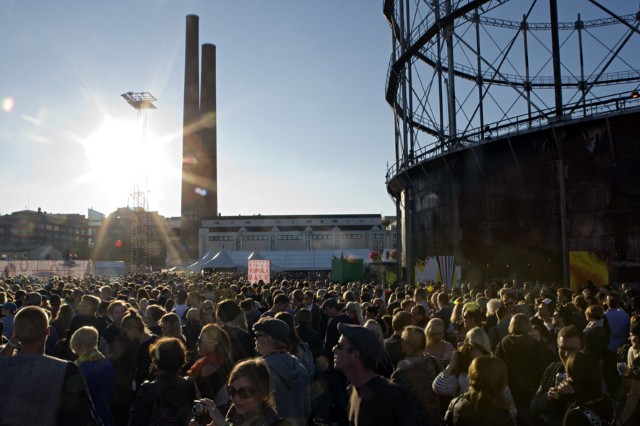 Crowd in sunset