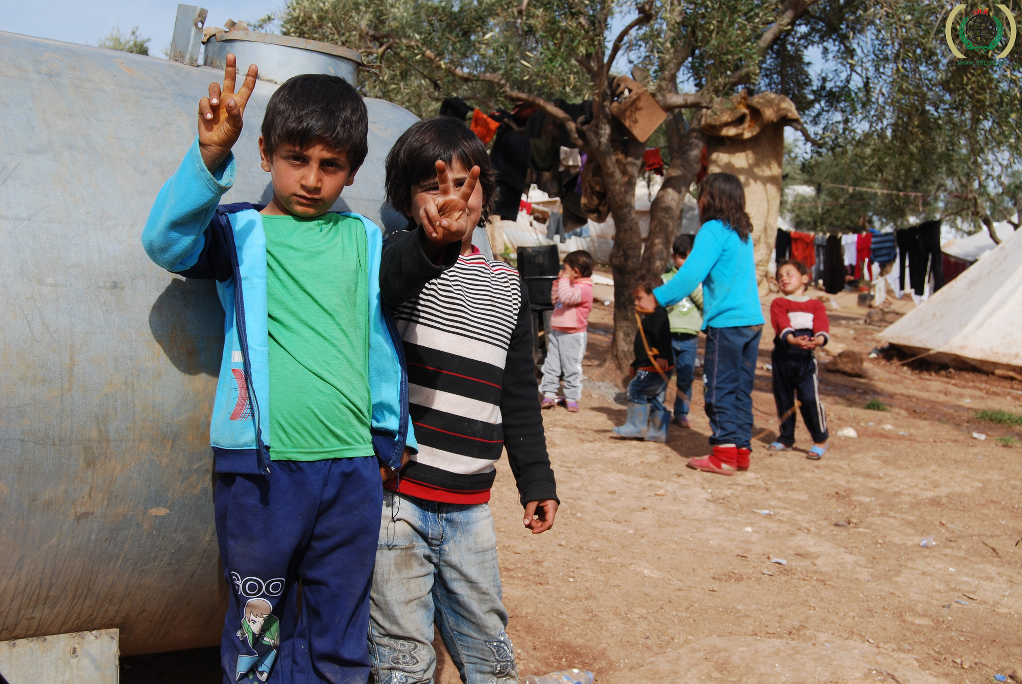 Daily life in refugee camp in Atmeh village of Syria bordering Turkey