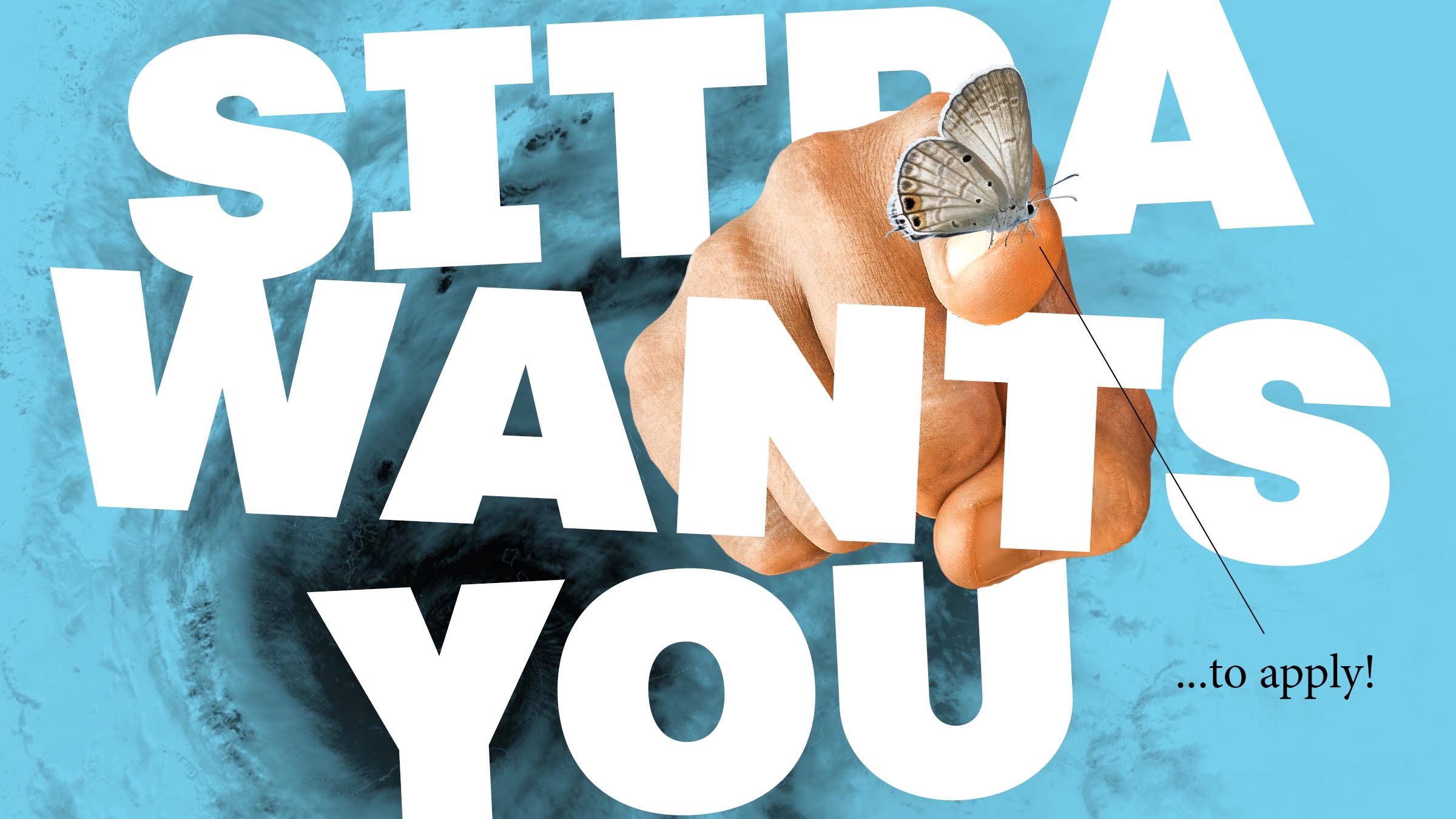 Finger pointing and text "Sitra wants you"