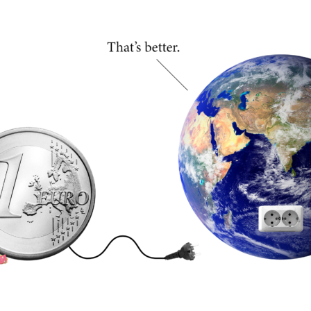 euro coin and the globe