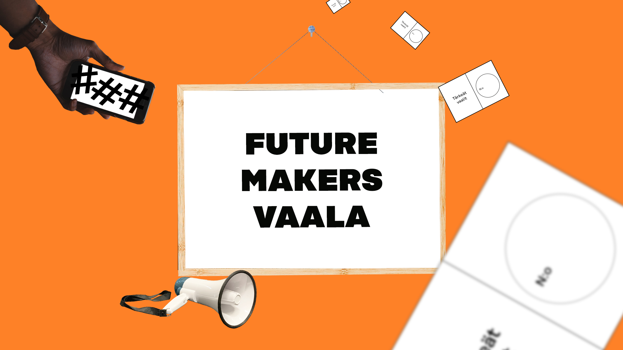 Kuvituskuva, jossa keskellä tiimin nimi Future Makers Vaala