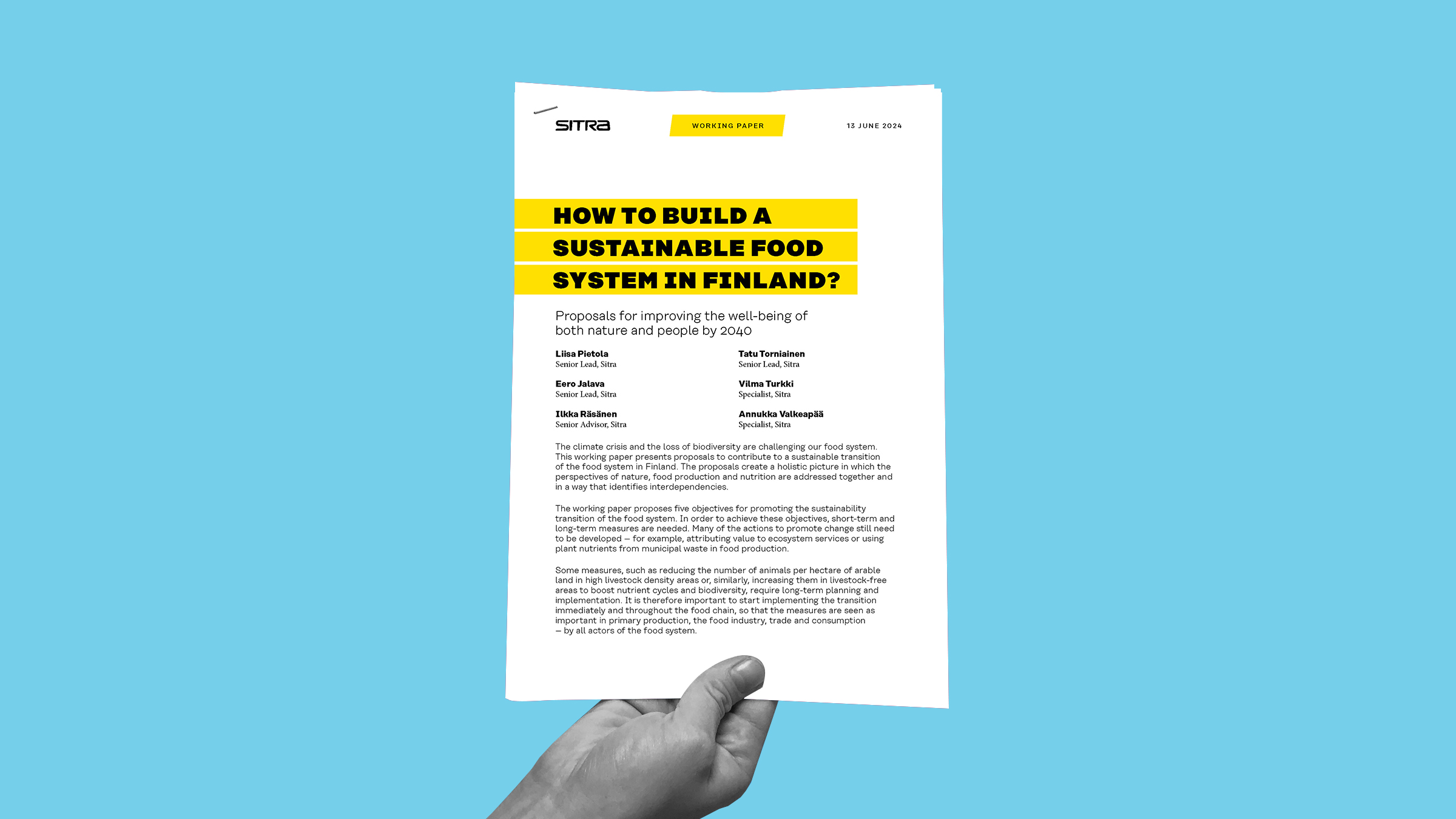 Sitra working paper: How to build a sustainable food system in Finland